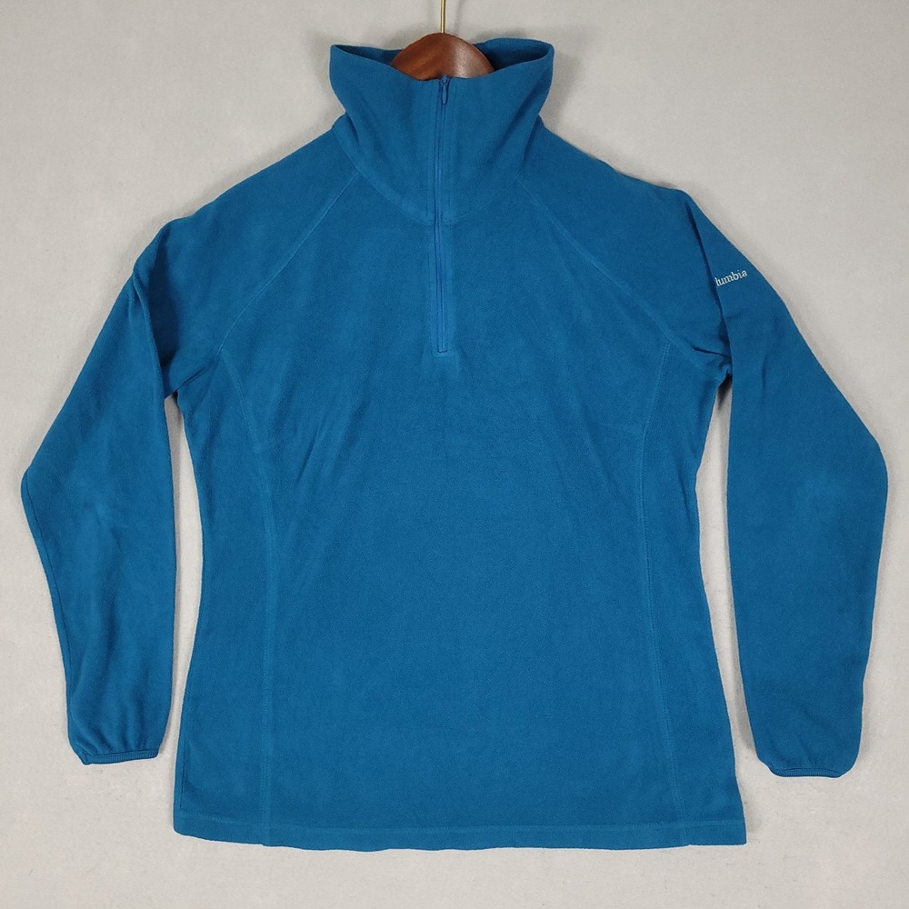 Columbia Fleece Pullover Womens XL Blue 1/4 Zip Regular Fit Polyester XL6624